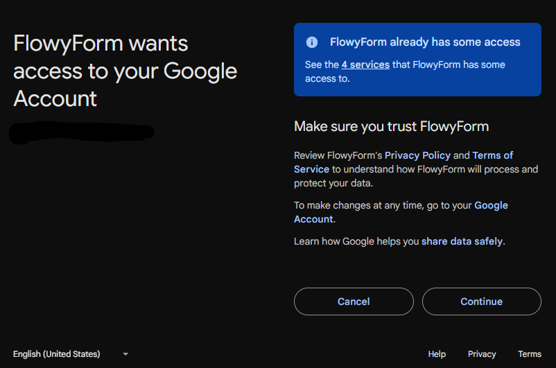 Granting FlowyForm access to Google Drive