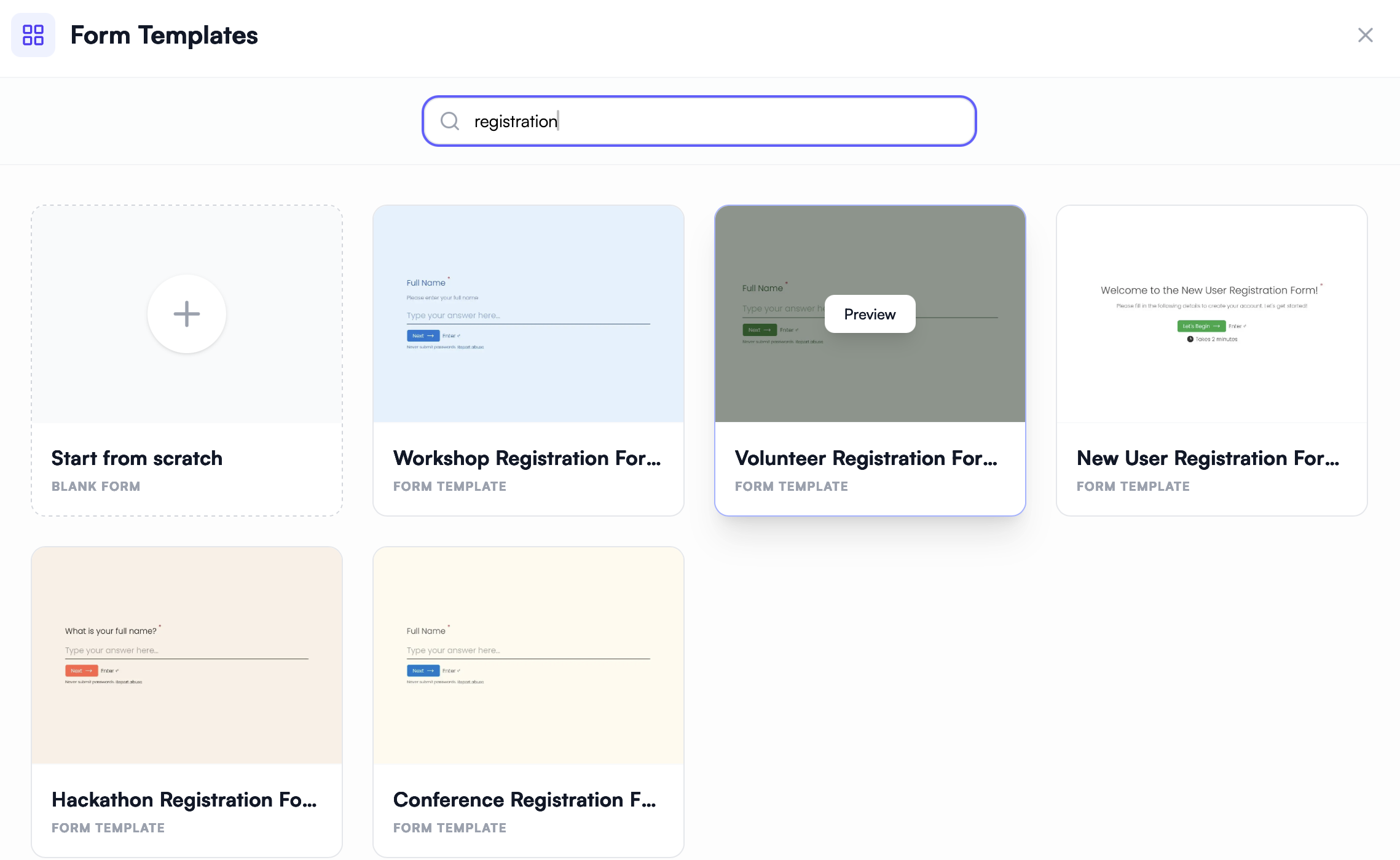 Browsing form templates