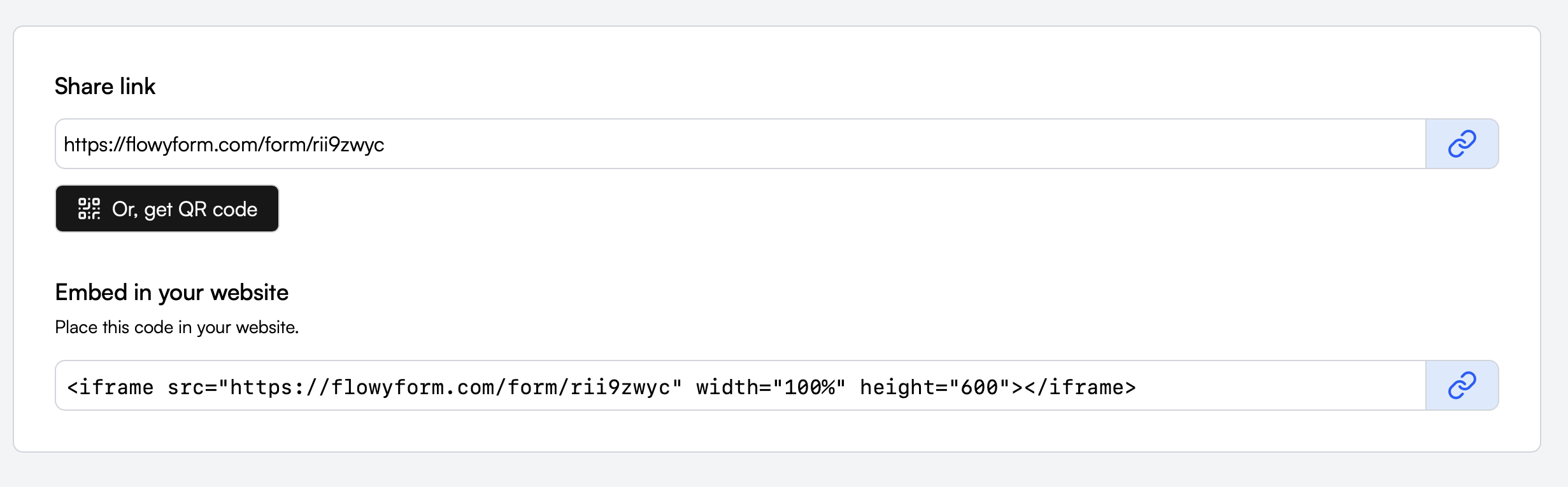 Copying the iframe embed code snippet