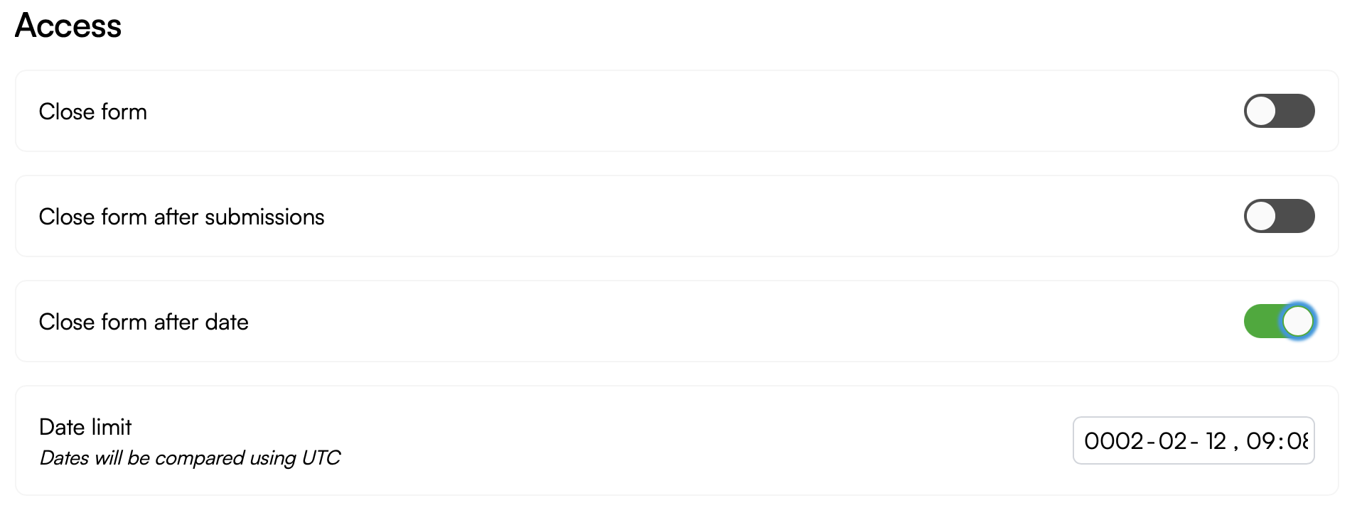 Scheduling an automatic form expiration date