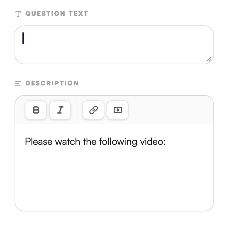 Clicking the YouTube icon in the description toolbar