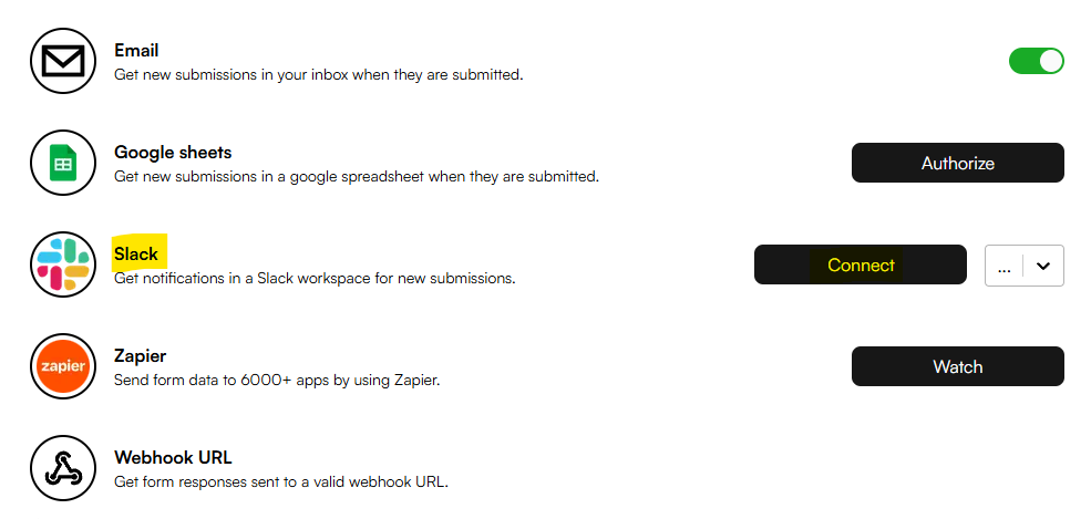 Activating the Slack connection